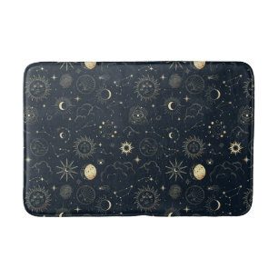 Midnight Blue Gold Star sterrenbeeld Patroon Badmat