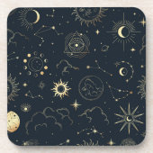 Midnight Blue Gold Star sterrenbeeld Patroon Bier Onderzetter (Voorkant)