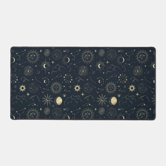Midnight Blue Gold Star sterrenbeeld Patroon Bureaumat (Voorkant)