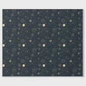 Midnight Blue Gold Star sterrenbeeld Patroon Cadeaupapier (Vlak)