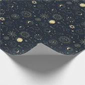 Midnight Blue Gold Star sterrenbeeld Patroon Cadeaupapier (Hoek)