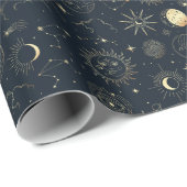 Midnight Blue Gold Star sterrenbeeld Patroon Cadeaupapier (Rol Hoek)
