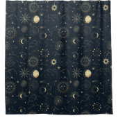 Midnight Blue Gold Star sterrenbeeld Patroon Douchegordijn (Voorkant)