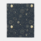 Midnight Blue Gold Star sterrenbeeld Patroon Fleece Deken (Voorkant)