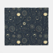 Midnight Blue Gold Star sterrenbeeld Patroon Fleece Deken (Voorkant (Horizontaal))
