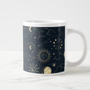 Midnight Blue Gold Star sterrenbeeld Patroon Grote Koffiekop