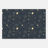 Midnight Blue Gold Star sterrenbeeld Patroon Inpakpapier Vel (Voorkant 2)