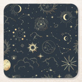 Midnight Blue Gold Star sterrenbeeld Patroon Kartonnen Onderzetters (Voorkant)