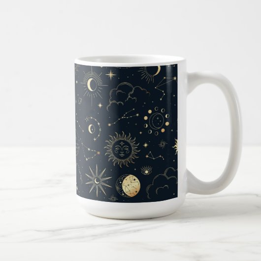 Midnight Blue Gold Star sterrenbeeld Patroon Koffiemok (Rechts)