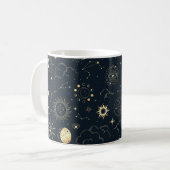 Midnight Blue Gold Star sterrenbeeld Patroon Koffiemok (Voorkant links)