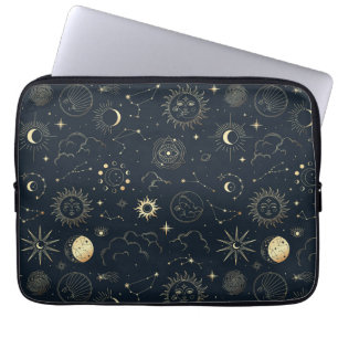 Midnight Blue Gold Star sterrenbeeld Patroon Laptop Sleeve