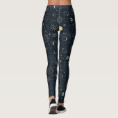 Midnight Blue Gold Star sterrenbeeld Patroon Leggings (Achterkant)