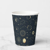 Midnight Blue Gold Star sterrenbeeld Patroon Papieren Bekers (Achterkant)