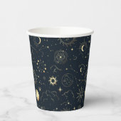 Midnight Blue Gold Star sterrenbeeld Patroon Papieren Bekers (Links)