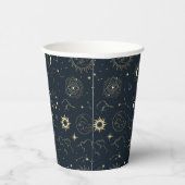 Midnight Blue Gold Star sterrenbeeld Patroon Papieren Bekers (Rechts)