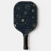 Midnight Blue Gold Star sterrenbeeld Patroon Pickleball Paddle (Voorkant)