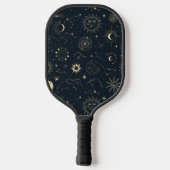 Midnight Blue Gold Star sterrenbeeld Patroon Pickleball Paddle (Achterkant)