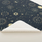 Midnight Blue Gold Star sterrenbeeld Patroon Sherpa Deken (3/4)