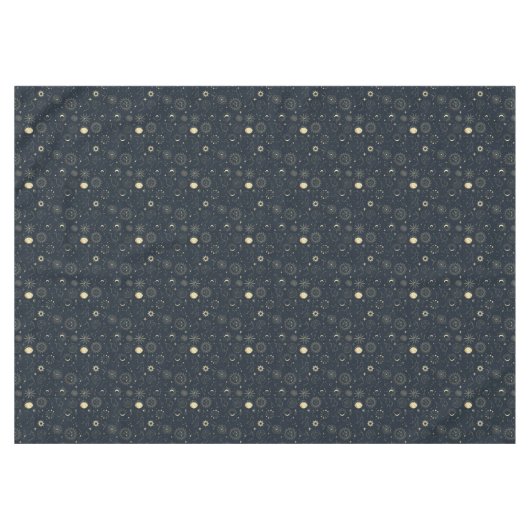 Midnight Blue Gold Star sterrenbeeld Patroon Tafelkleed (Voorkant (Horizontaal))