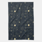 Midnight Blue Gold Star sterrenbeeld Patroon Theedoek (Verticaal)