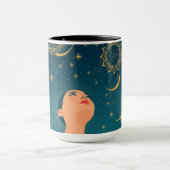 Midnight Blue Gold Starry Sky Dreamer Custom Mok (Midden)