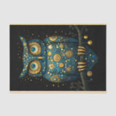Midnight Blue & Gold Steampunk Uil BY6 Decoupage Tissuepapier (Voorkant)