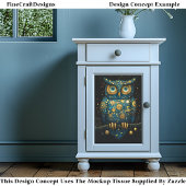 Midnight Blue & Gold Steampunk Uil BY6 Decoupage Tissuepapier
