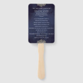 Midnight Blue Gothic Bloemen bruiloft programma Handwaaier (Achterkant)