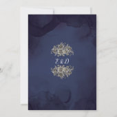 Midnight Blue Gothic Bloemen Foto Bruiloft Save The Date (Achterkant)