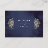 Midnight Blue Gothic Bloemen Wishing Well Bruiloft Informatiekaartje (Achterkant)