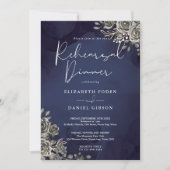 Midnight Blue Gotische bruiloft repetitie diner Kaart (Voorkant)