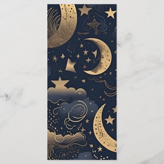 Midnight Blue Goud Hemelse bruiloft Menu (Achterkant)