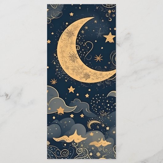 Midnight Blue Goud Hemelse bruiloft Menu (Achterkant)