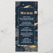 Midnight Blue Goud Hemelse bruiloft Menu (Voorkant)