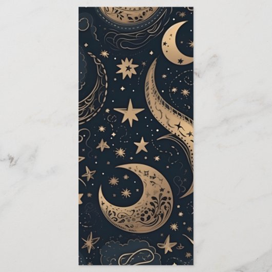 Midnight Blue Goud Hemelse bruiloft Menu (Achterkant)