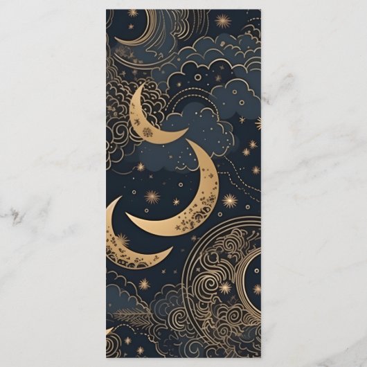 Midnight Blue Goud Hemelse bruiloft Menu (Achterkant)