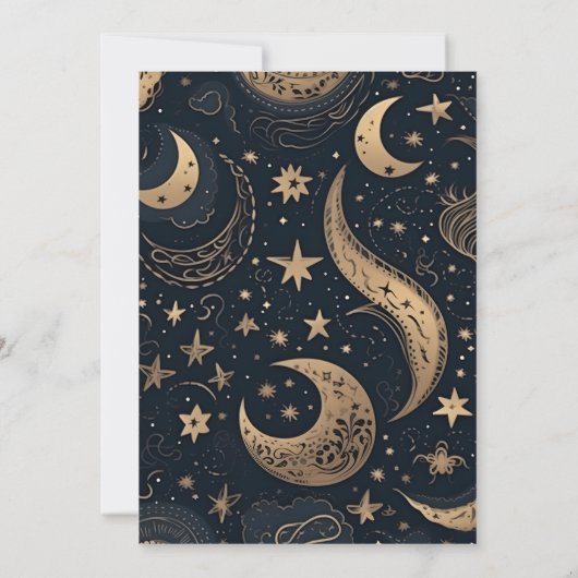 Midnight Blue Goud Hemelse bruiloft Save The Date (Achterkant)