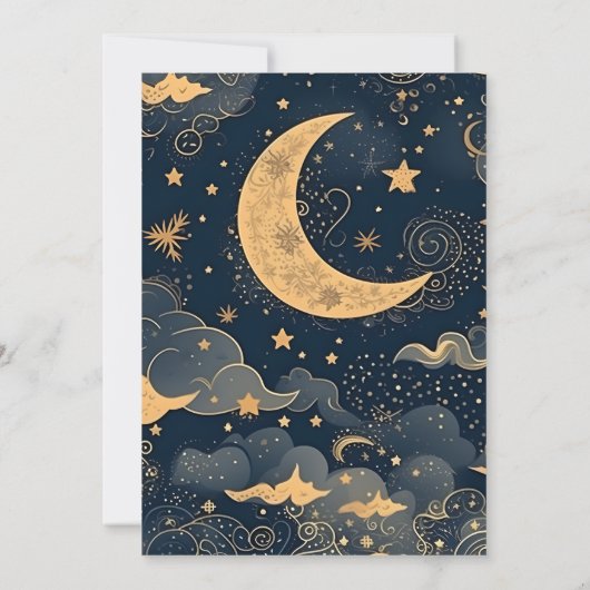 Midnight Blue Goud Hemelse bruiloft Save The Date (Achterkant)