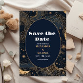 Midnight Blue Goud Hemelse bruiloft Save The Date