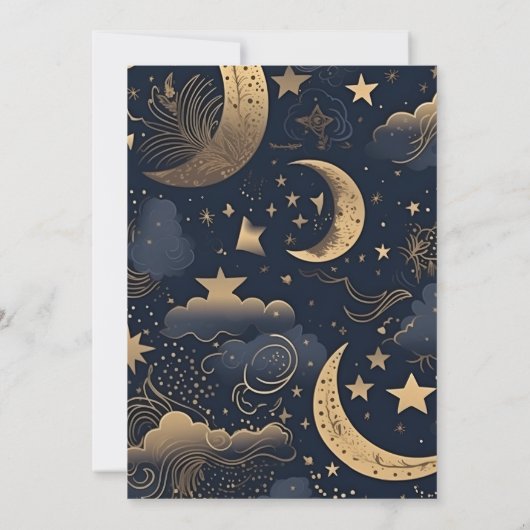 Midnight Blue Goud Hemelse bruiloft Save The Date (Achterkant)