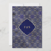 Midnight Blue Goud Marokkaanse Boog Moslim Bruilof Kaart (Achterkant)