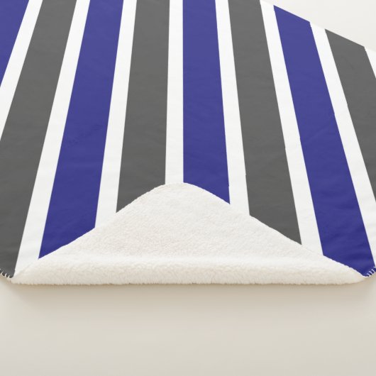 Midnight Blue & Grey Stripes Sherpa Deken (3/4)