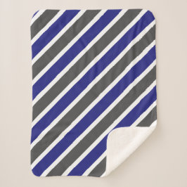 Midnight Blue & Grey Stripes Sherpa Deken