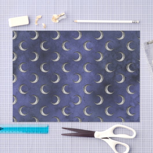 Midnight Blue  Grunge Moon Pattern Tissuepapier (Craft)