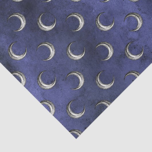 Midnight Blue  Grunge Moon Pattern Tissuepapier (Detail)