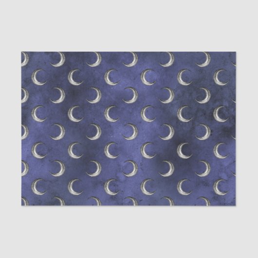 Midnight Blue  Grunge Moon Pattern Tissuepapier (Voorkant)
