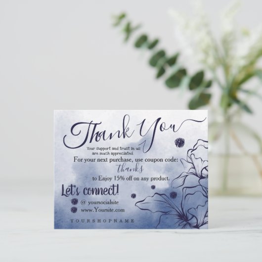 Midnight Blue - Hartelijk dank voor uw bestellings Bedankkaart (Staand voorkant)