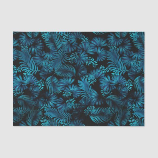Midnight Blue Hawaiian Palms Tissue Paper Tissuepapier (Voorkant)
