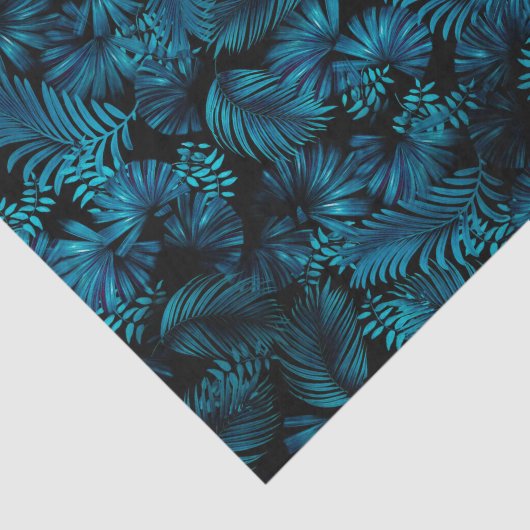 Midnight Blue Hawaiian Palms Tissue Paper Tissuepapier (Detail)