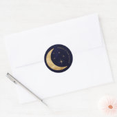 Midnight Blue Hemelse Gouden Maan Sterren Wedding Ronde Sticker (Envelop)